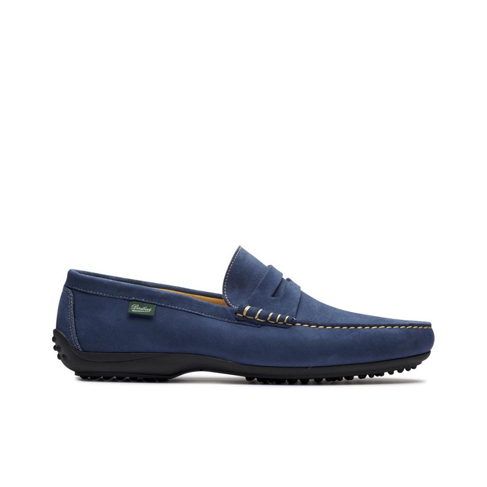 Mocassin Homme PARABOOT CABRIO Damier Velours Bleu   Homme | PMC-0296754